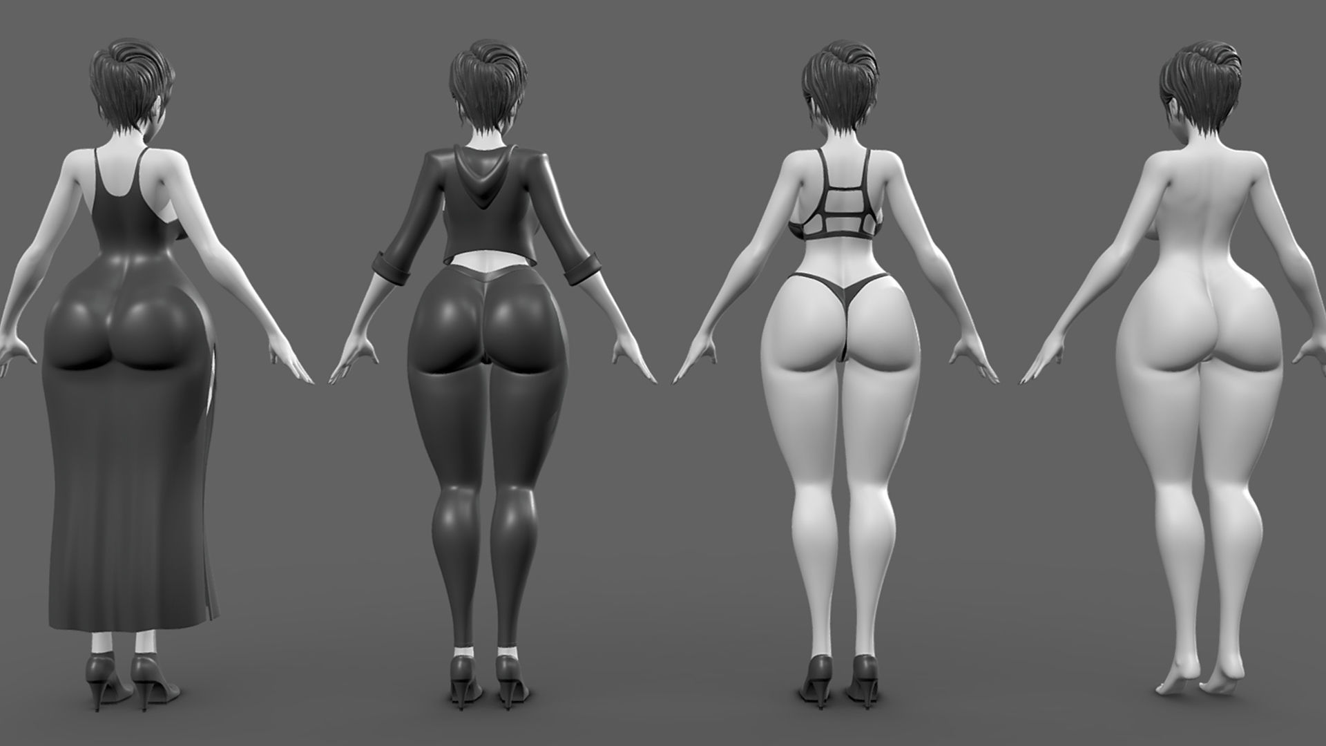Female Basemesh Low-poly 3D model_3