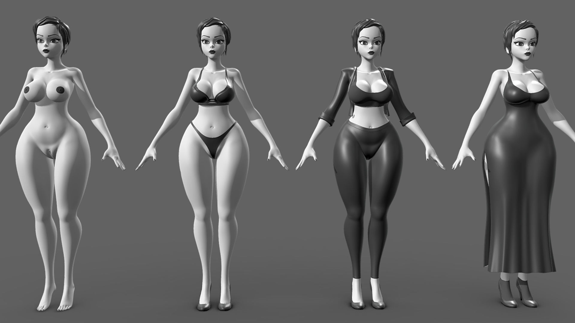 Female Basemesh Low-poly 3D model_2