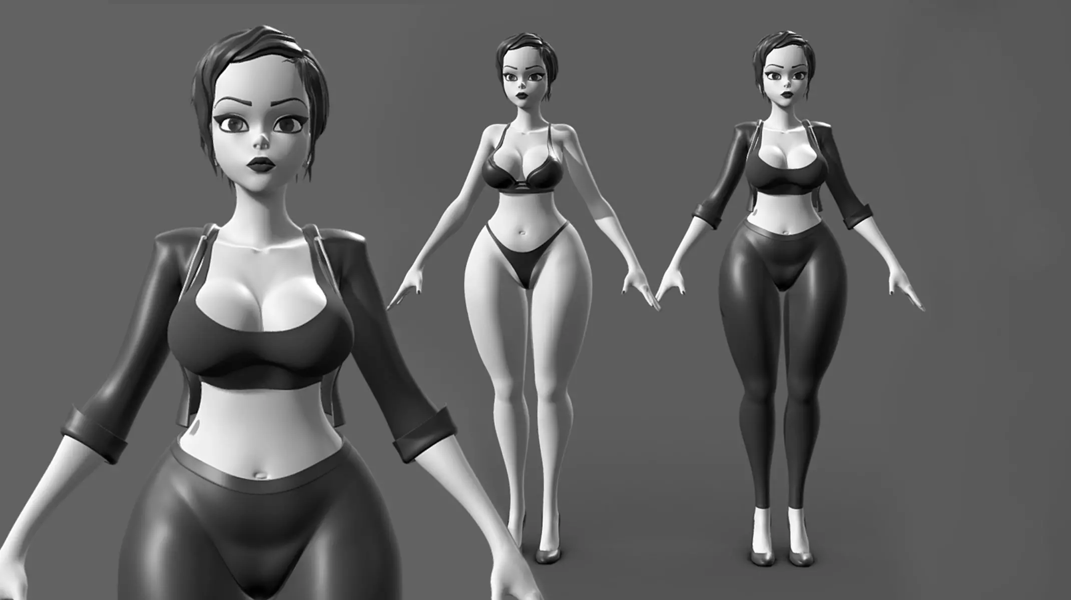 Female Basemesh Low-poly 3D model_0