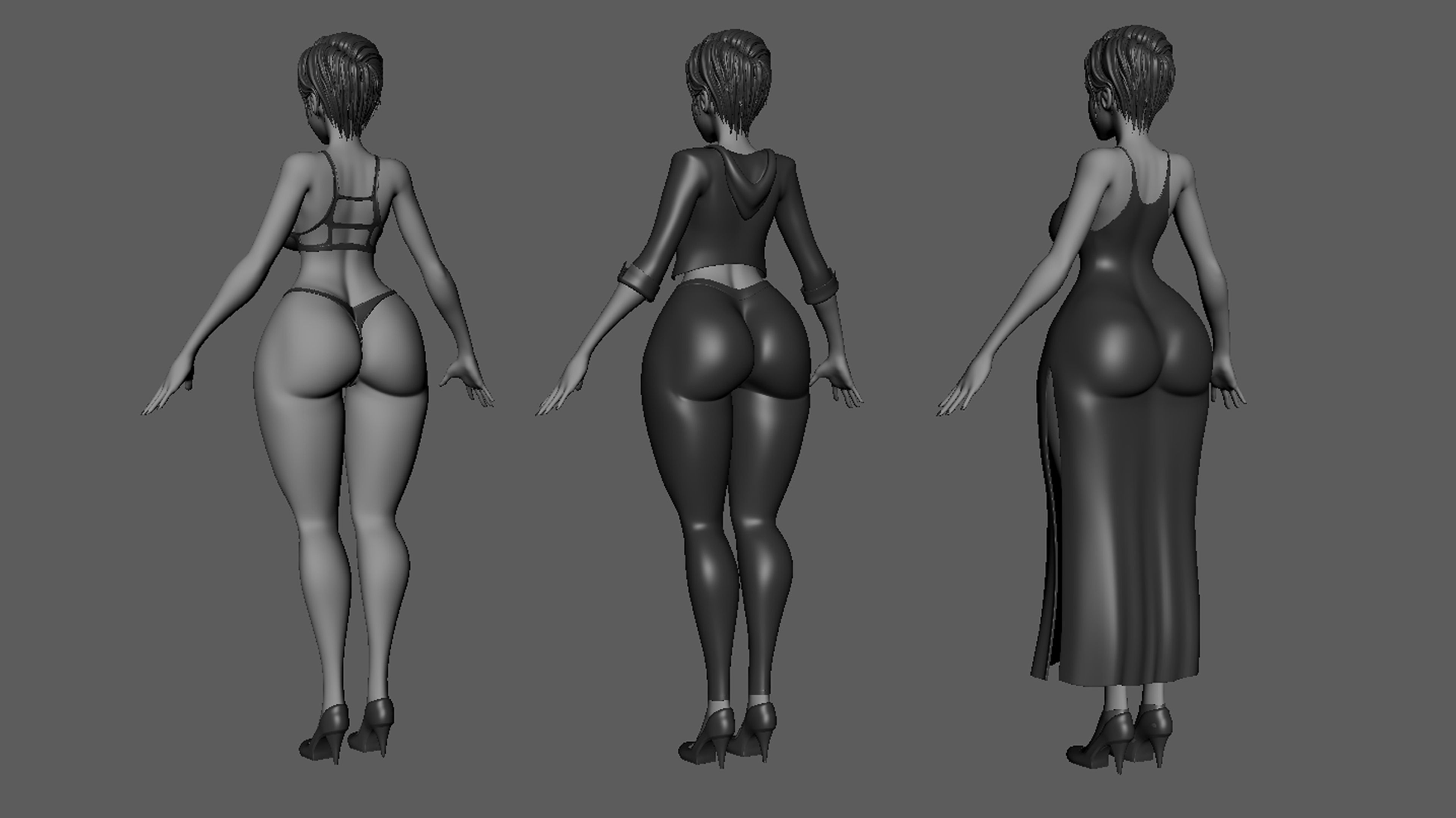 Female Basemesh Low-poly 3D model_6