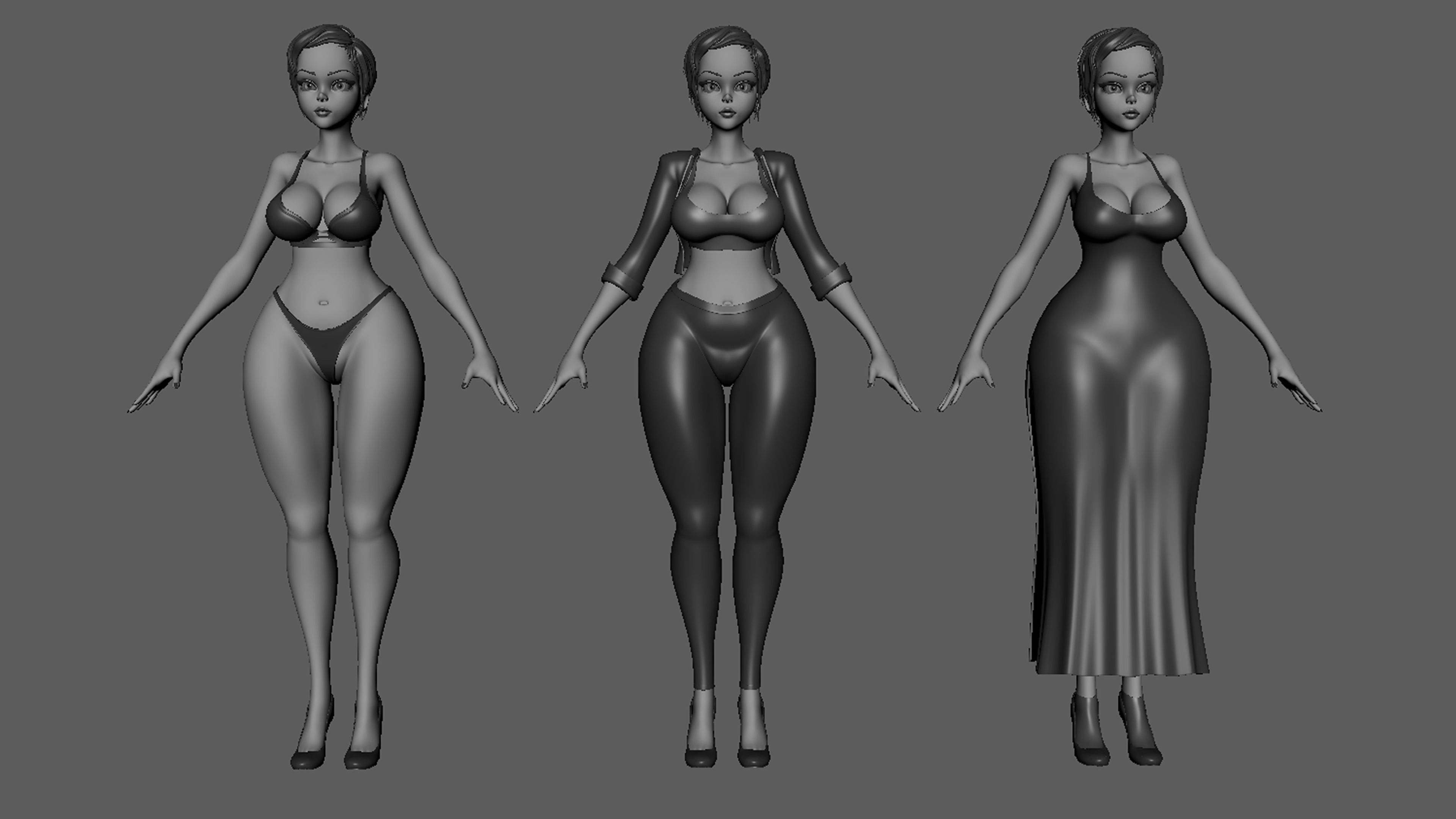 Female Basemesh Low-poly 3D model_4