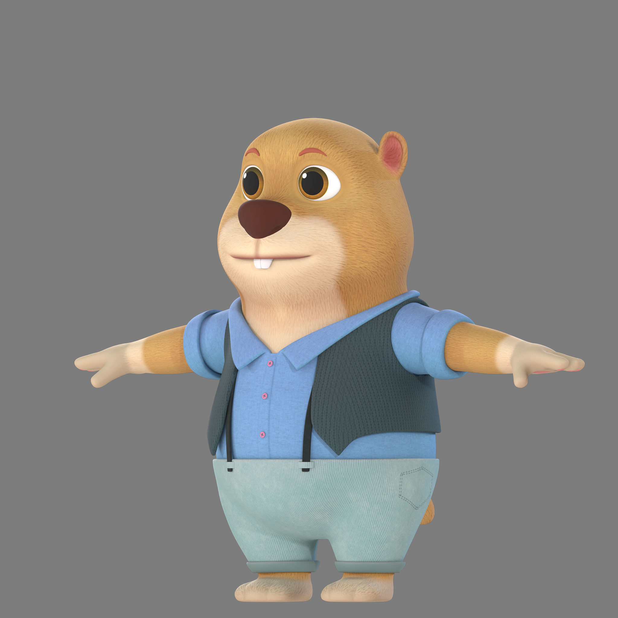 cartoon marmot 3D model_3