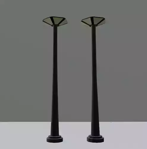 Street Lamp Low Poly and High Poly