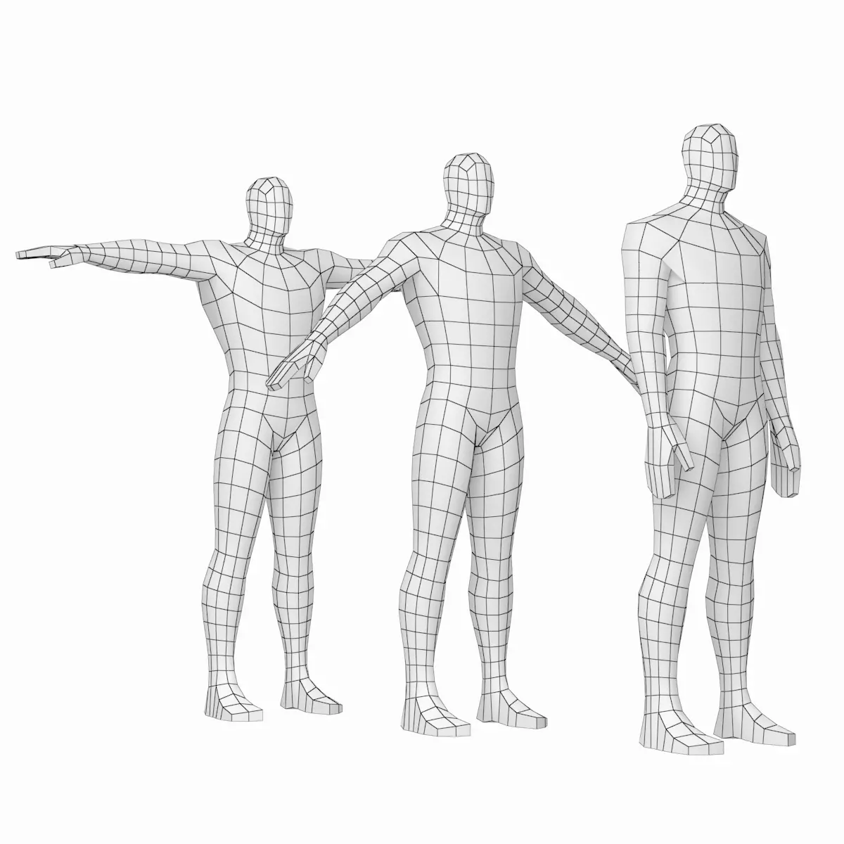 Male Hero in Three Poses Base Mesh 3D model
