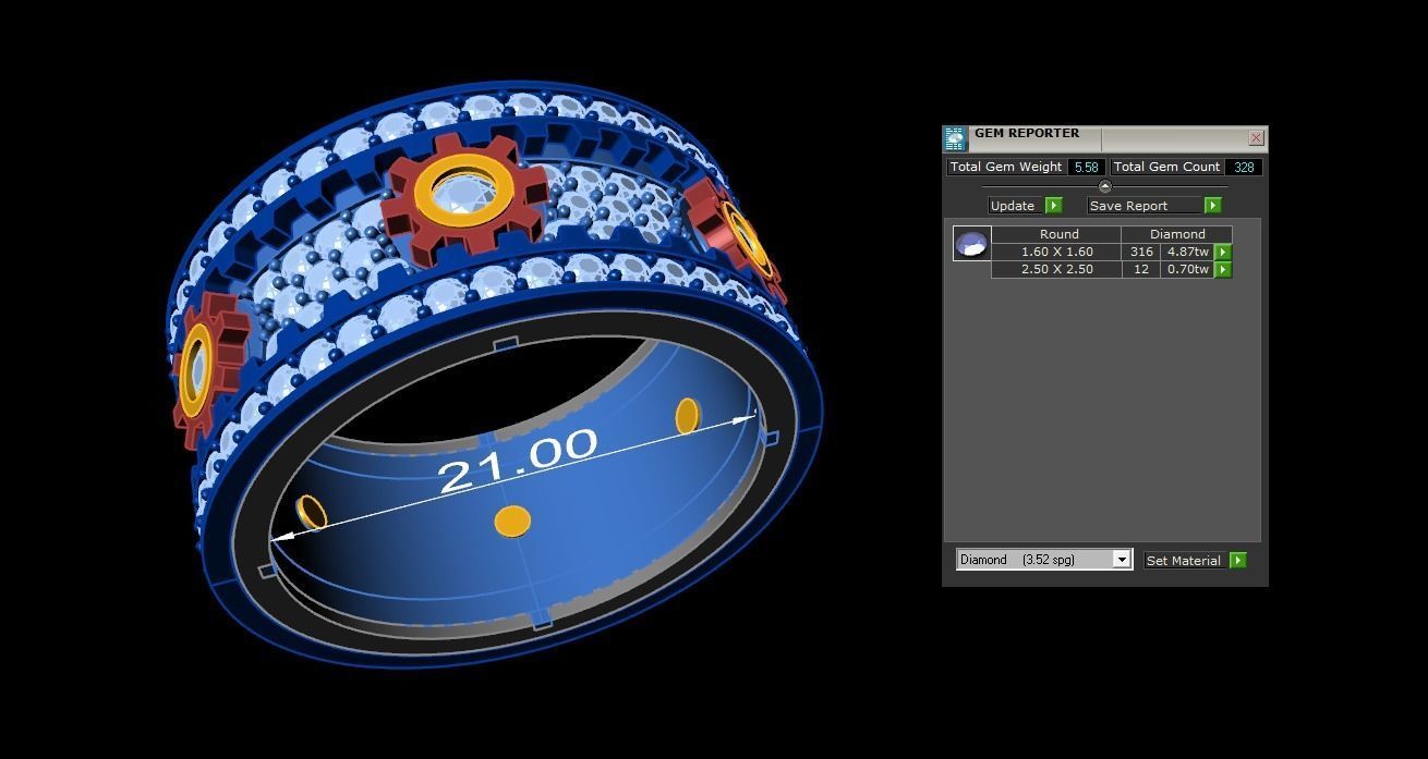Inner diameter 21mm Men Gear Ring in High 3D print model