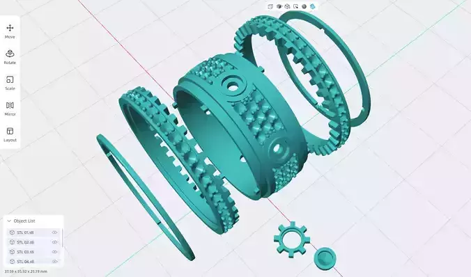 21 mm Men Gear Ring in High