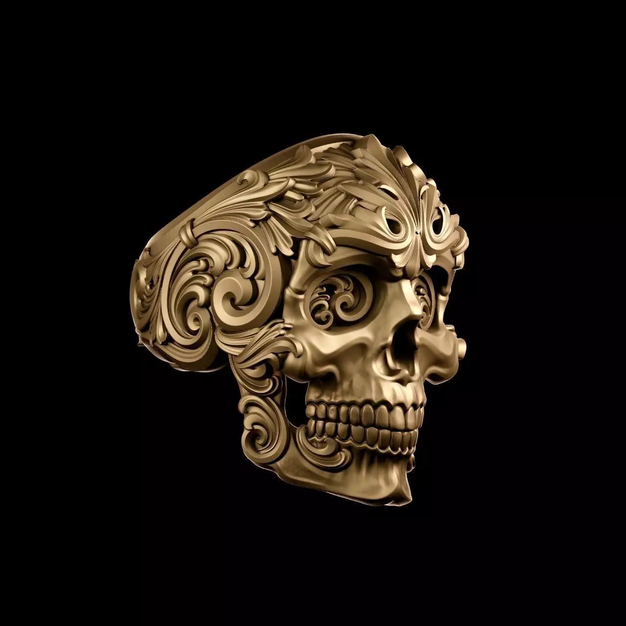 RIng Filigree Skull 3D print model_0