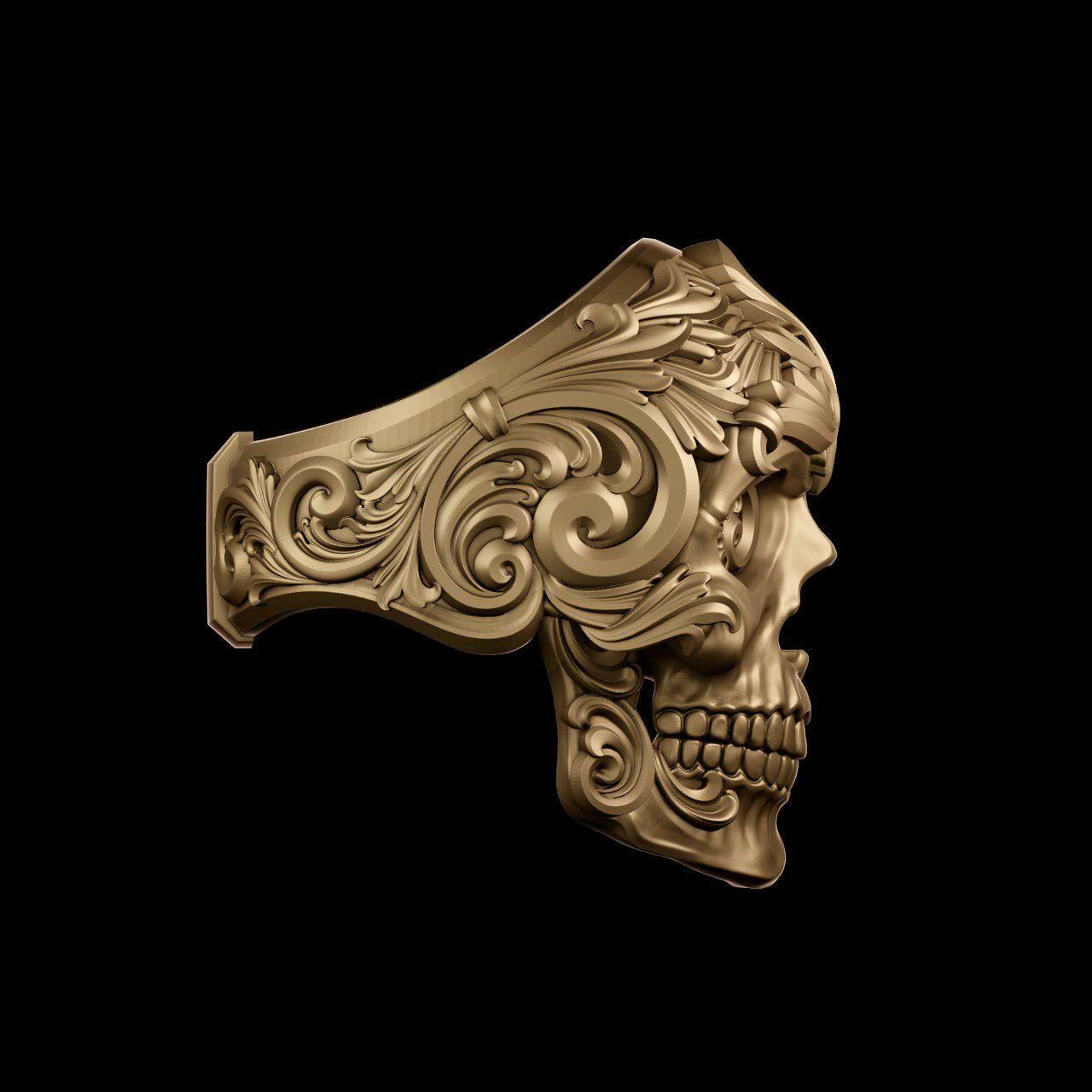 RIng Filigree Skull 3D print model_2
