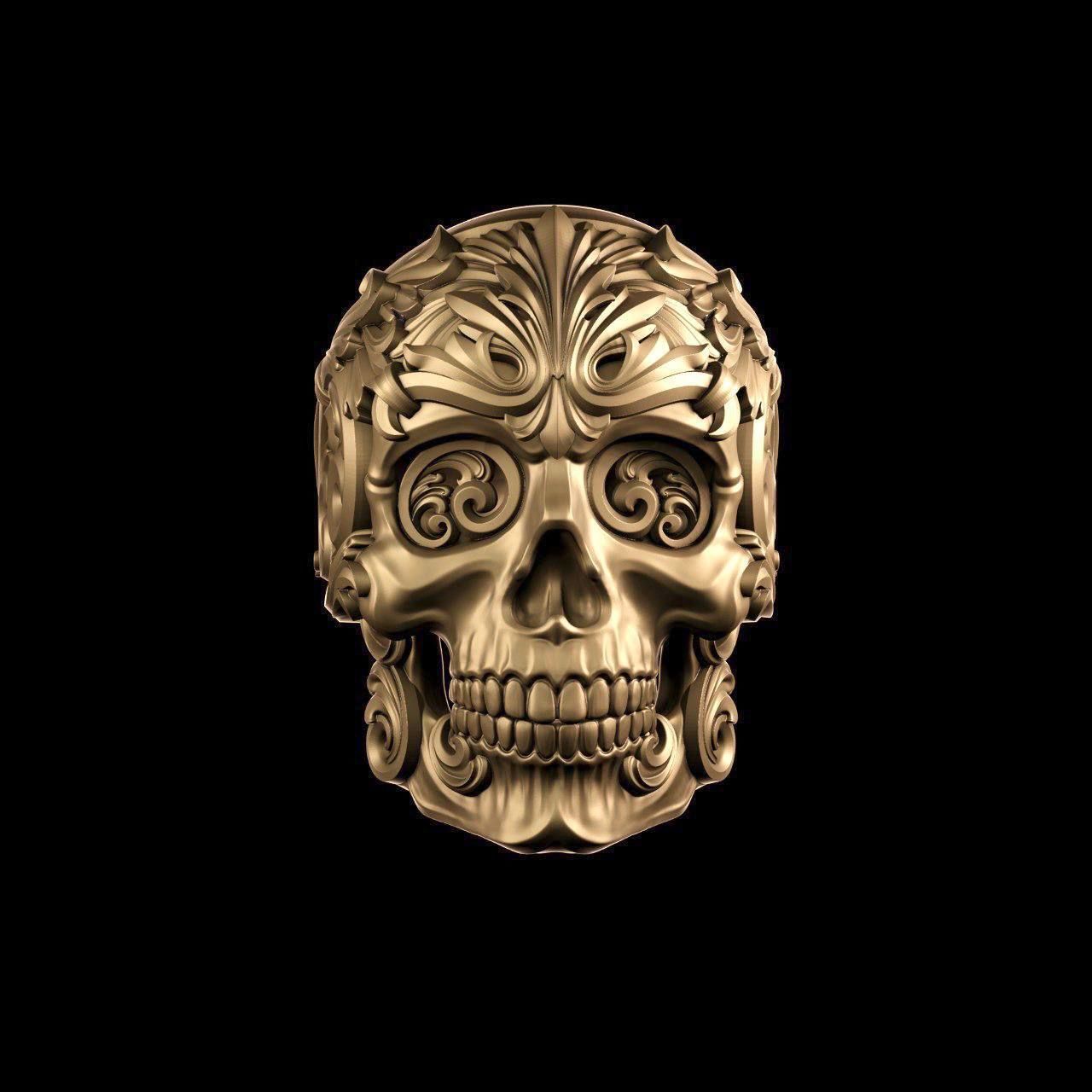 RIng Filigree Skull 3D print model_1