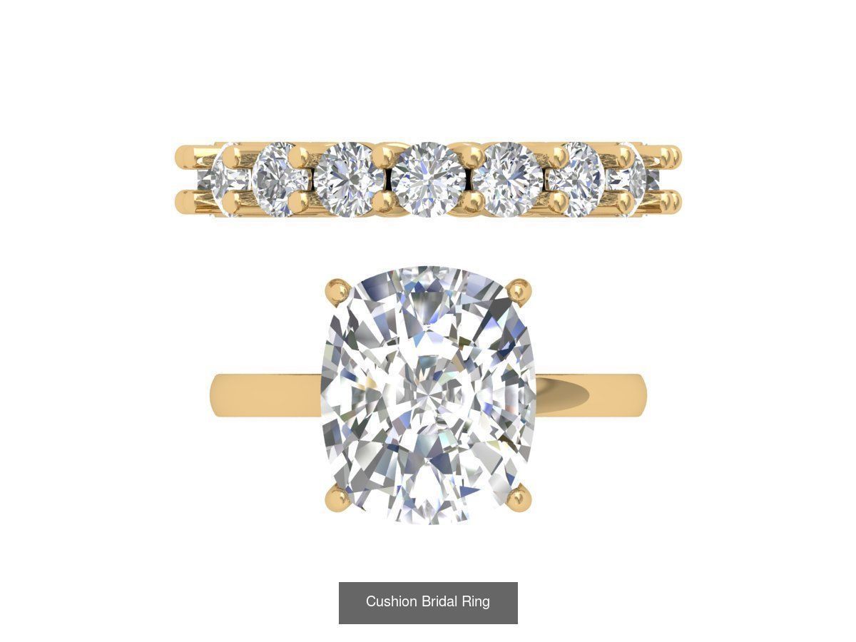 Cushion Solitaire Art deco Ring Collaction 3D Model Collection_20