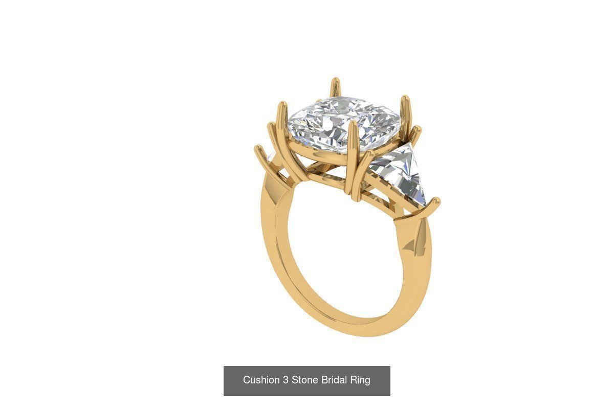 Cushion Solitaire Art deco Ring Collaction 3D Model Collection_22