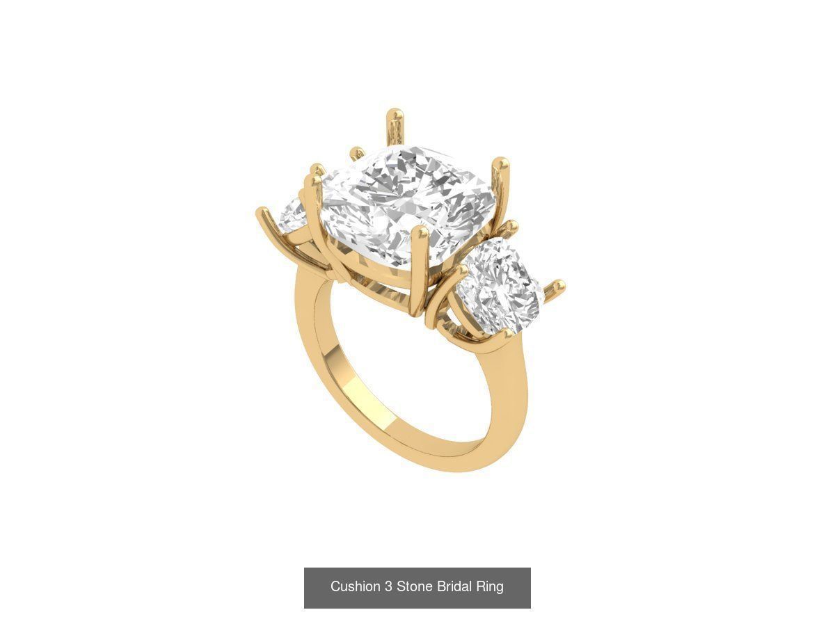 Cushion Solitaire Art deco Ring Collaction 3D Model Collection_15