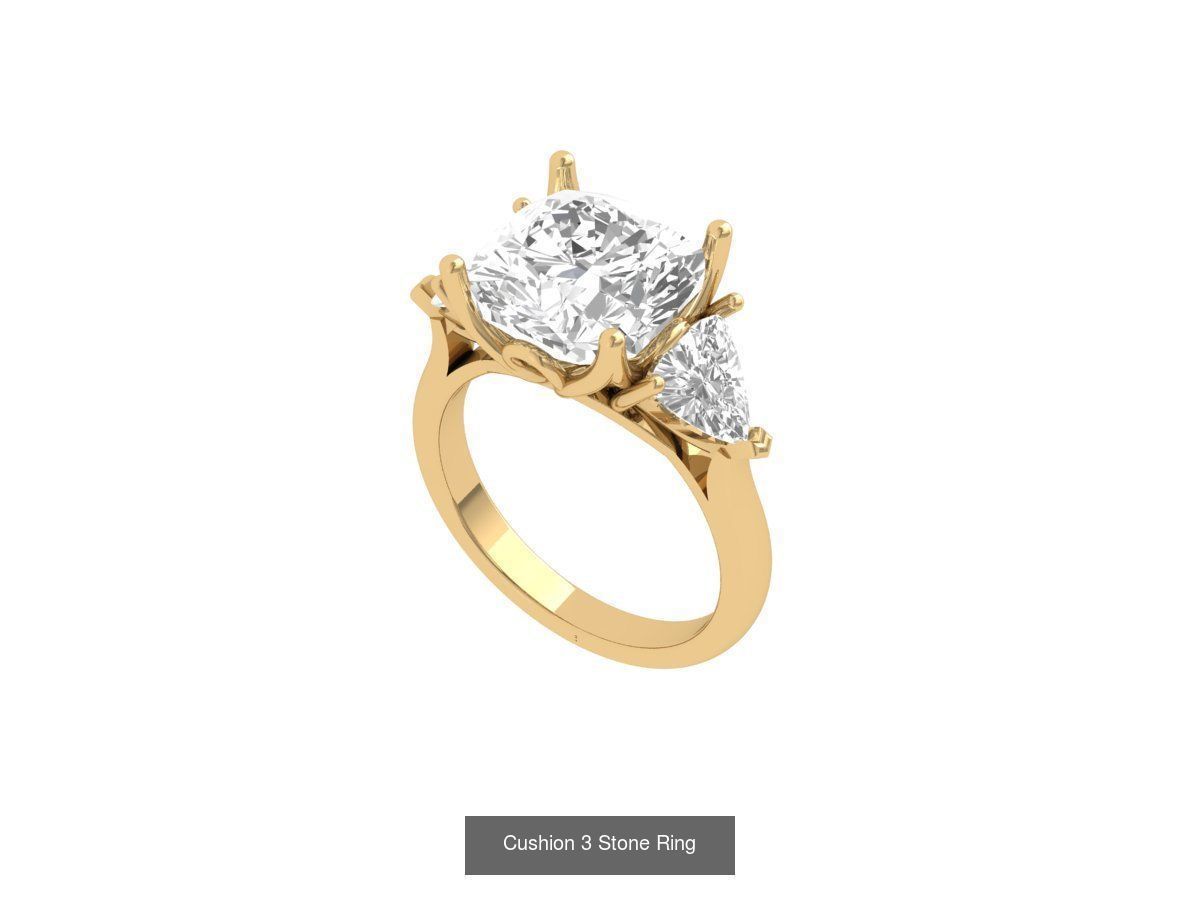 Cushion Solitaire Art deco Ring Collaction 3D Model Collection_13