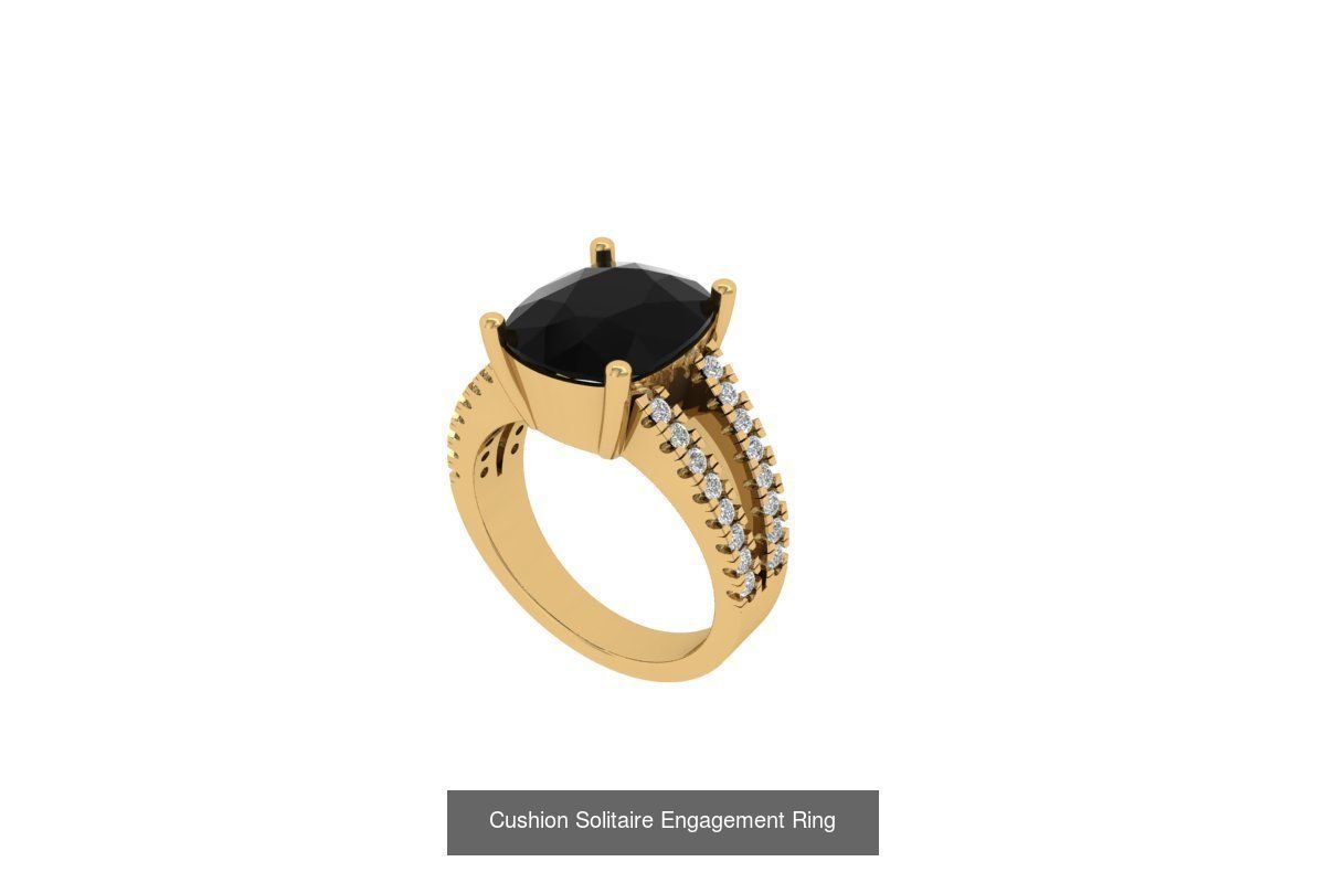 Cushion Solitaire Art deco Ring Collaction 3D Model Collection_17
