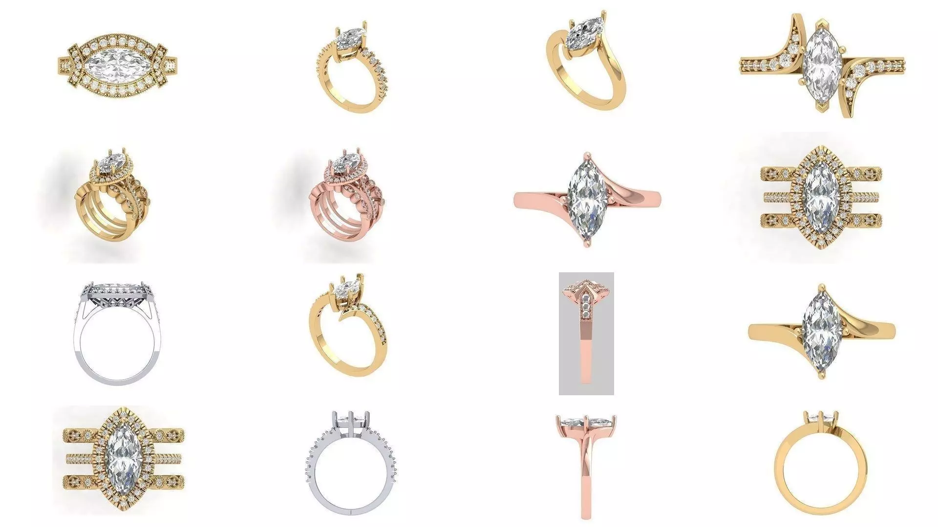 Marquise Ring Collaction 3D Model Collection_0