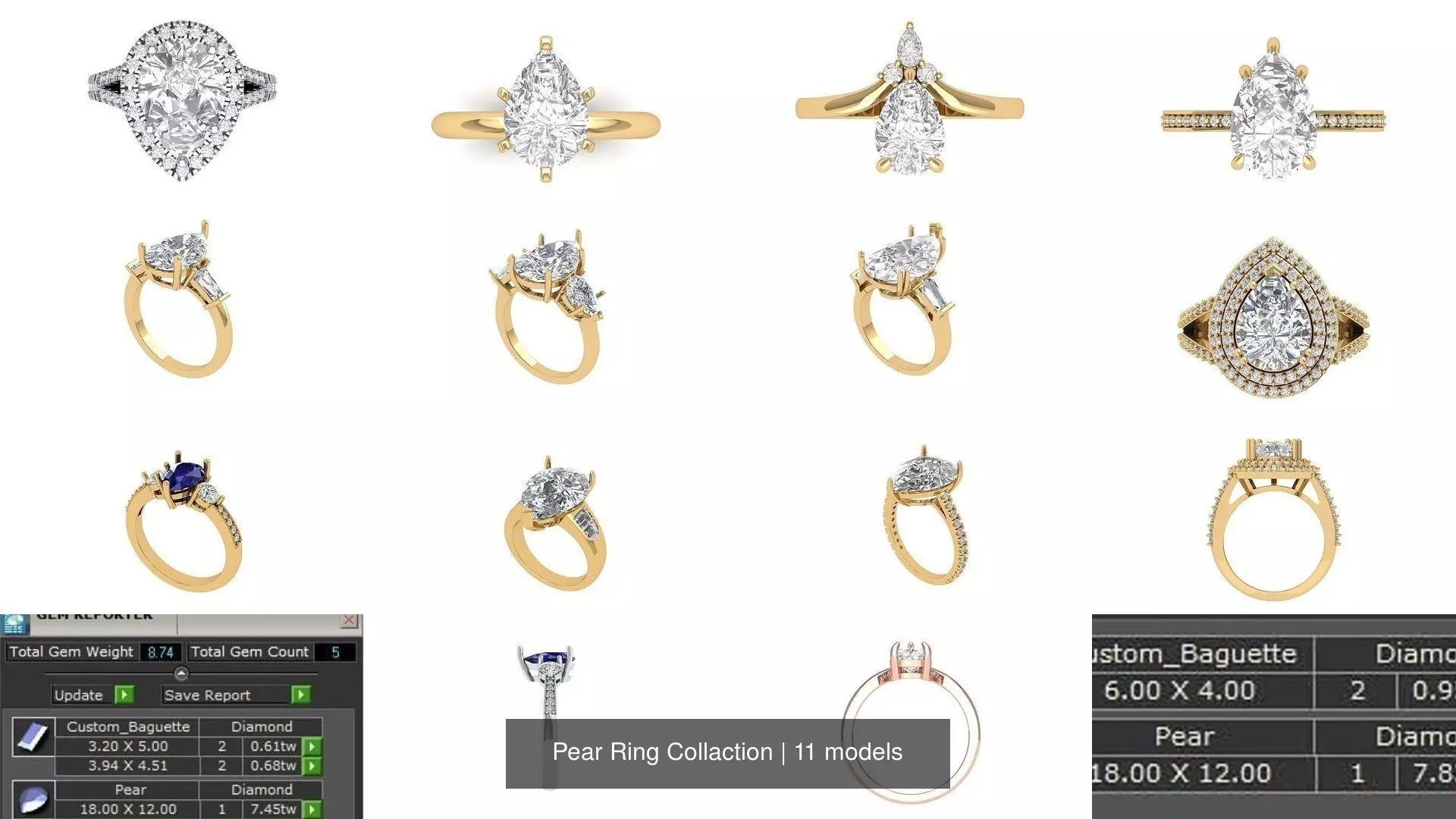 Pear Ring Collaction 3D Model Collection_0