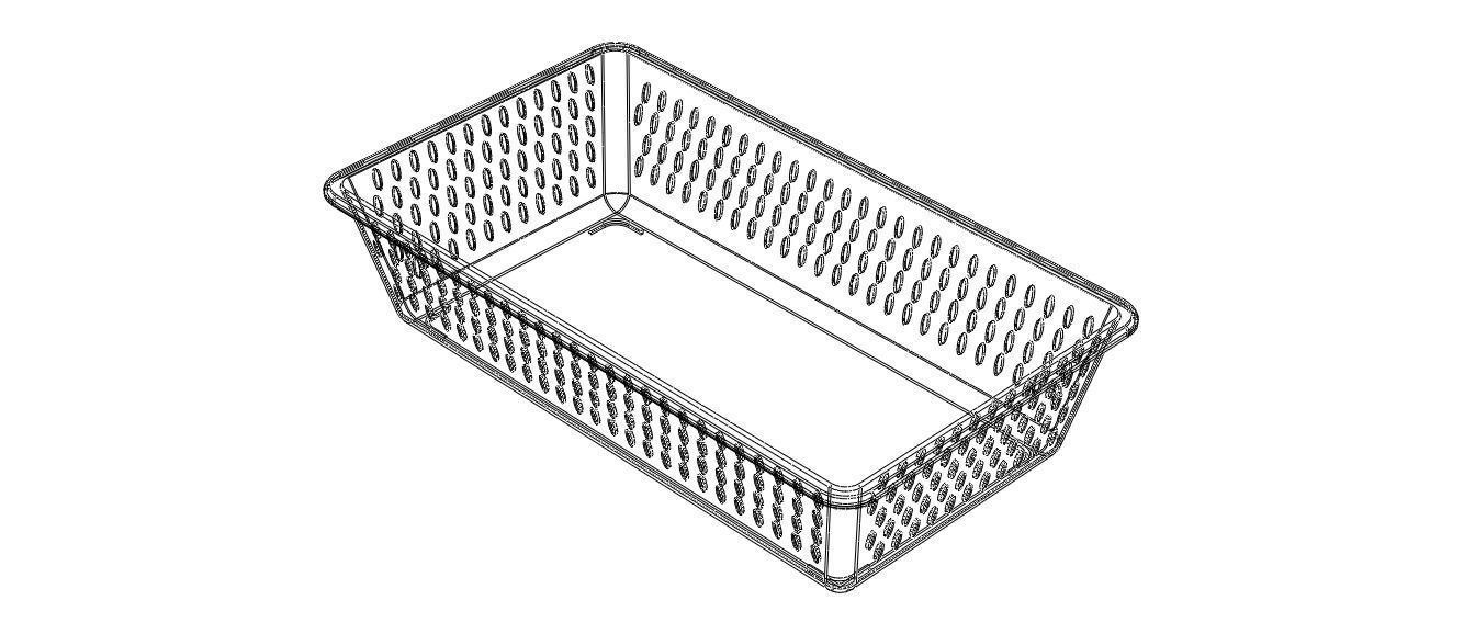 Plastic Multipurpose Storage Basket 35cm x 20cm x 8cm 3D print model_8