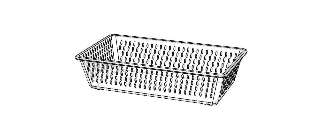 Plastic Multipurpose Storage Basket 35cm x 20cm x 8cm 3D print model_3