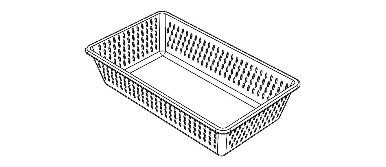 Plastic Multipurpose Storage Basket 35cm x 20cm x 8cm 3D print model_6