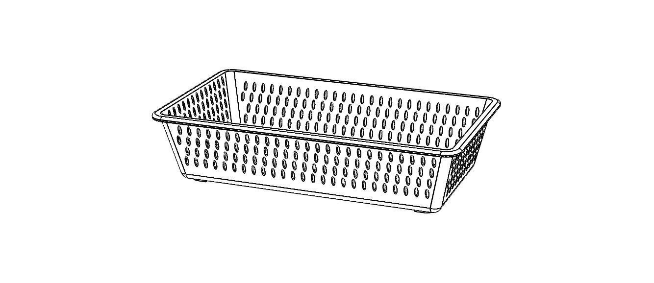 Plastic Multipurpose Storage Basket 35cm x 20cm x 8cm 3D print model_2