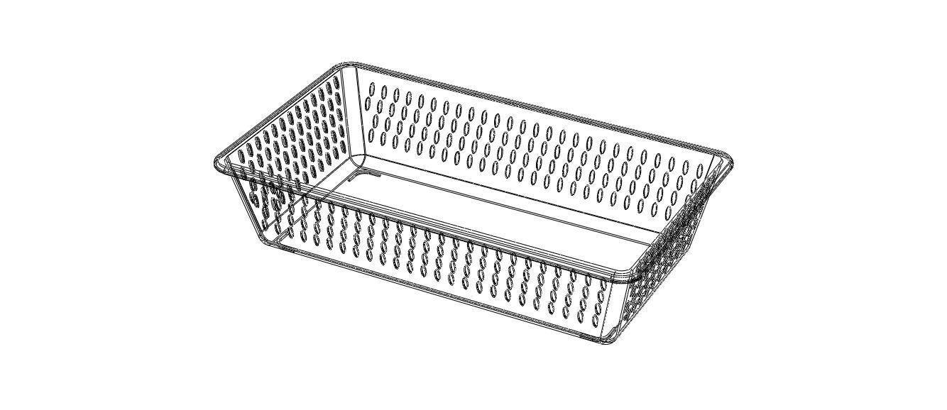 Plastic Multipurpose Storage Basket 35cm x 20cm x 8cm 3D print model_12