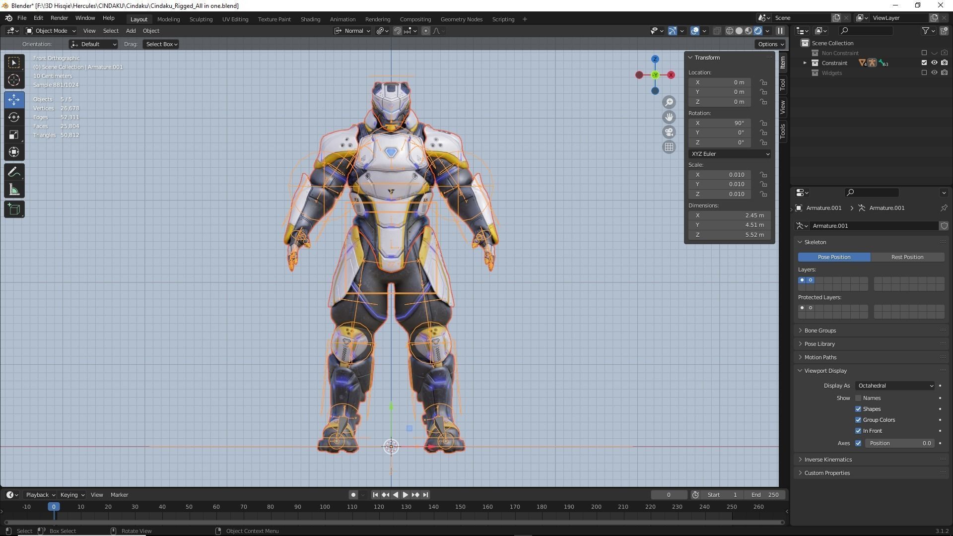 Low Poly - Cybernetic Soldier Cindaku Low-poly 3D model_16
