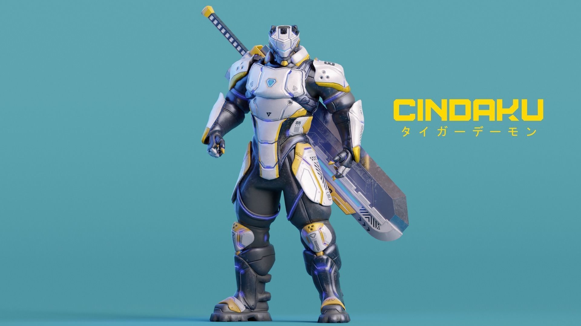 Low Poly - Cybernetic Soldier Cindaku Low-poly 3D model_3