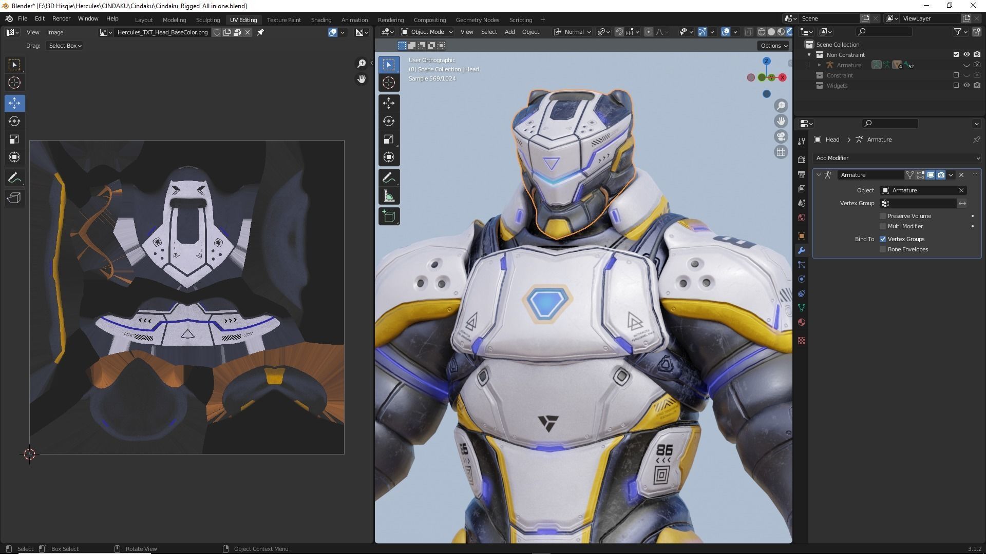 Low Poly - Cybernetic Soldier Cindaku Low-poly 3D model_17