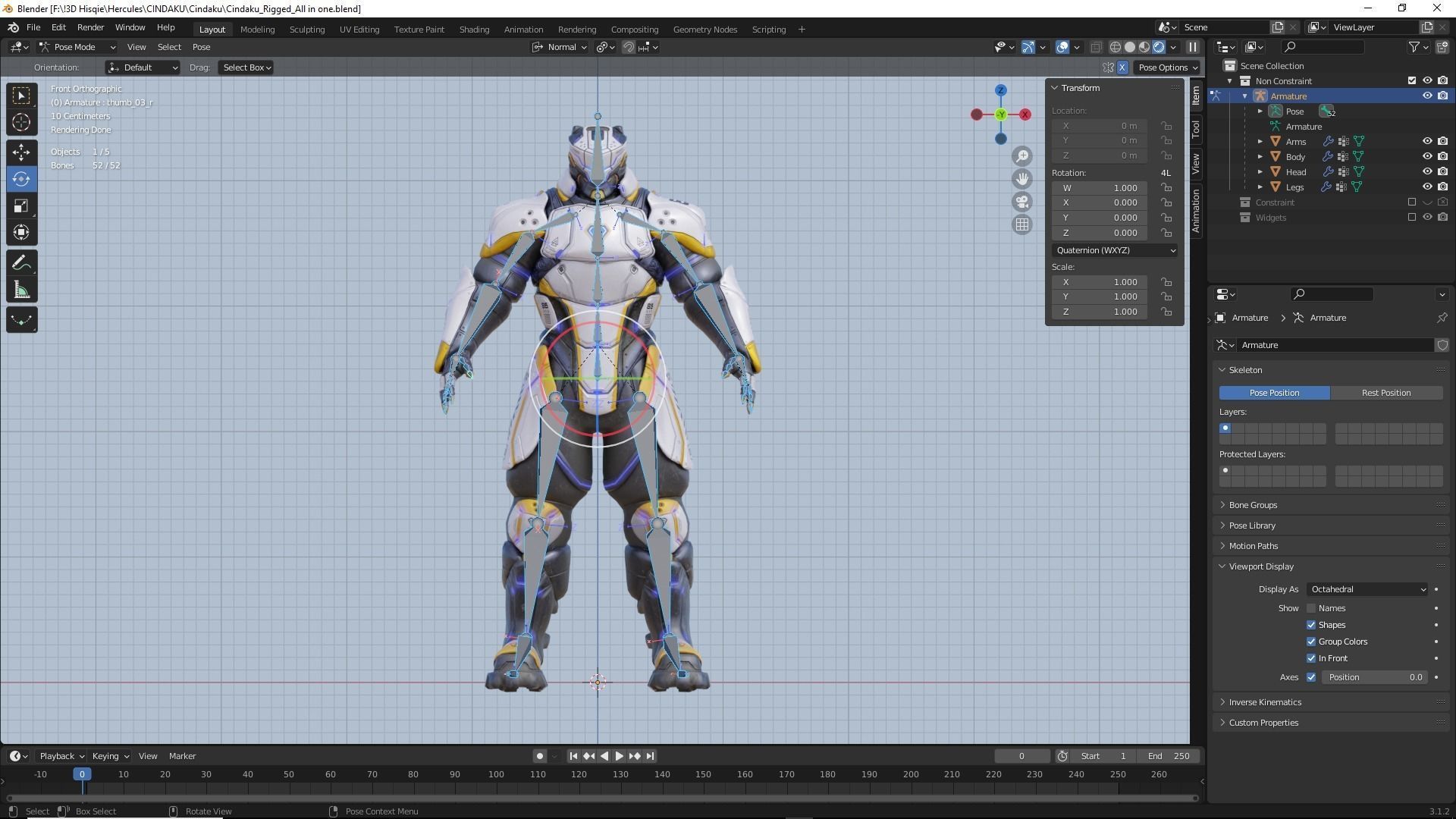 Low Poly - Cybernetic Soldier Cindaku Low-poly 3D model_15