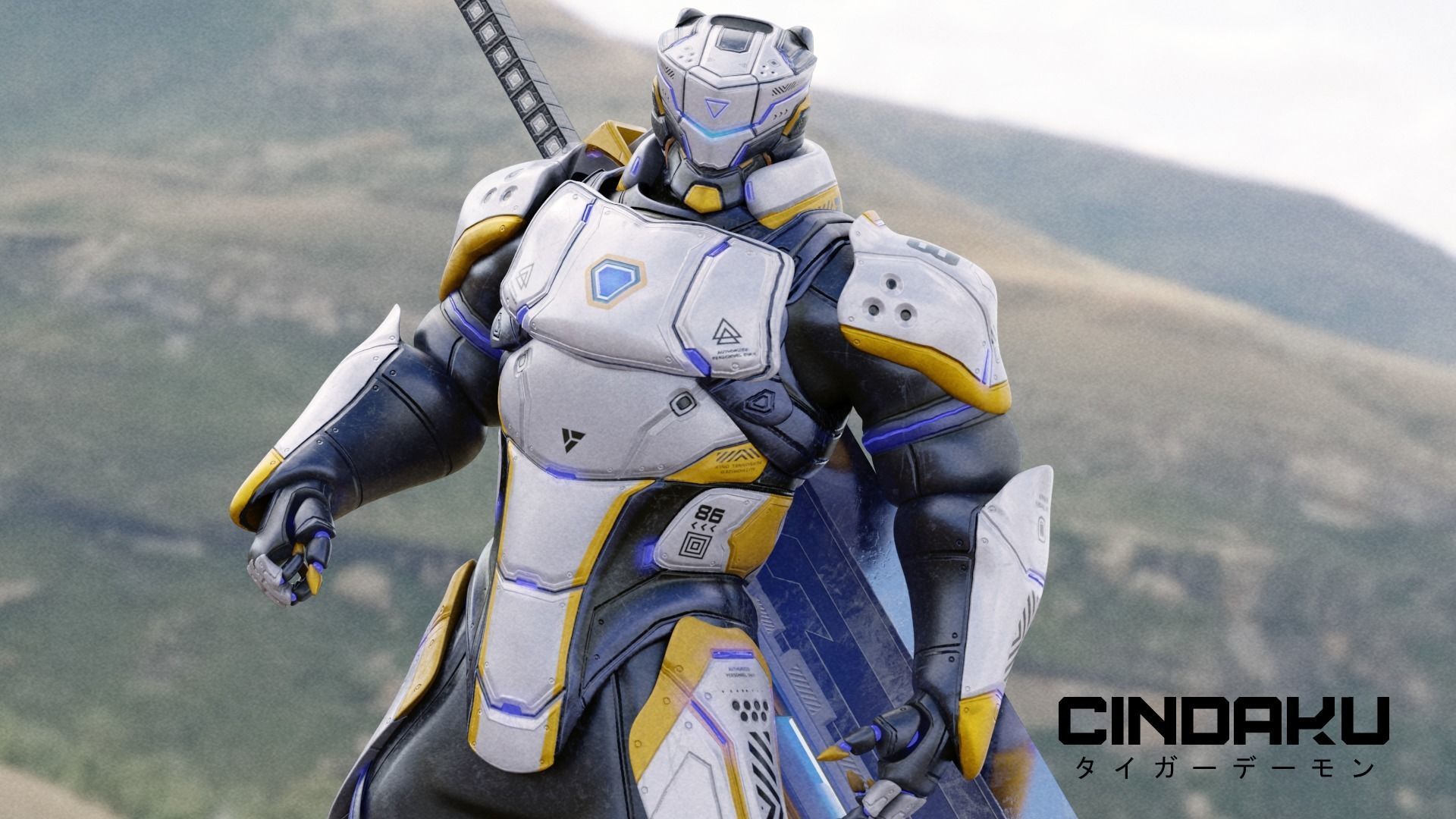 Low Poly - Cybernetic Soldier Cindaku Low-poly 3D model_2