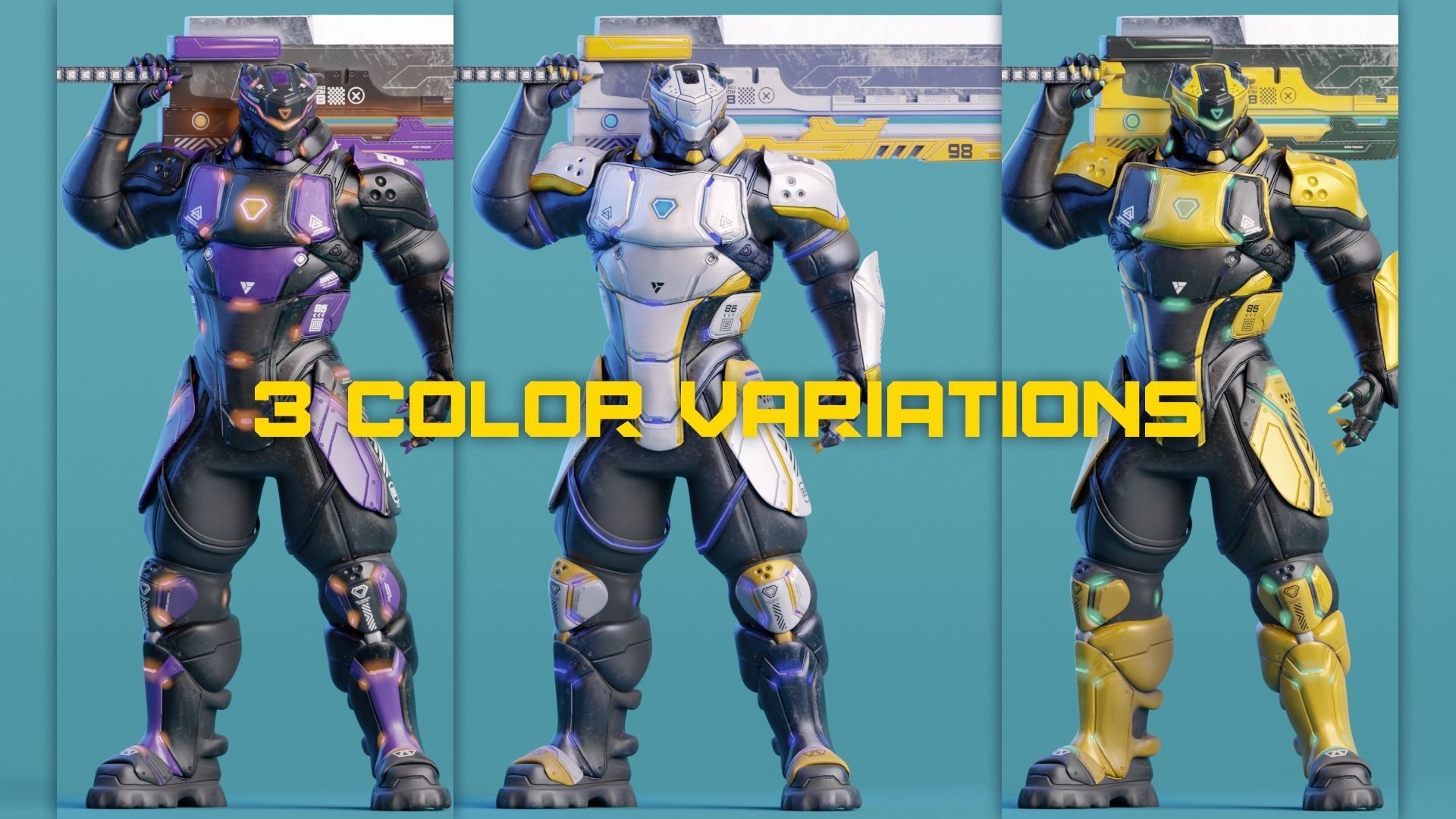 Low Poly - Cybernetic Soldier Cindaku Low-poly 3D model_6