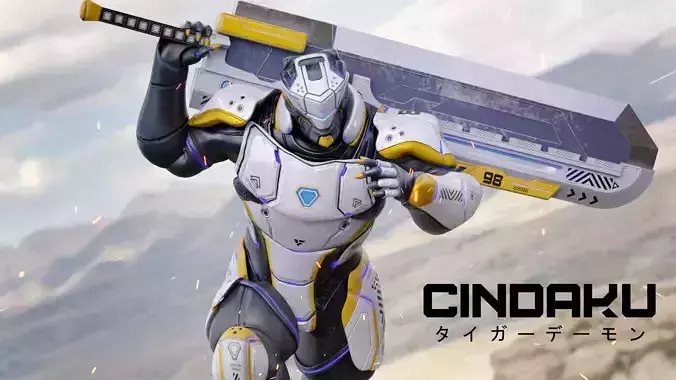 Low Poly - Cybernetic Soldier Cindaku Low-poly 3D model