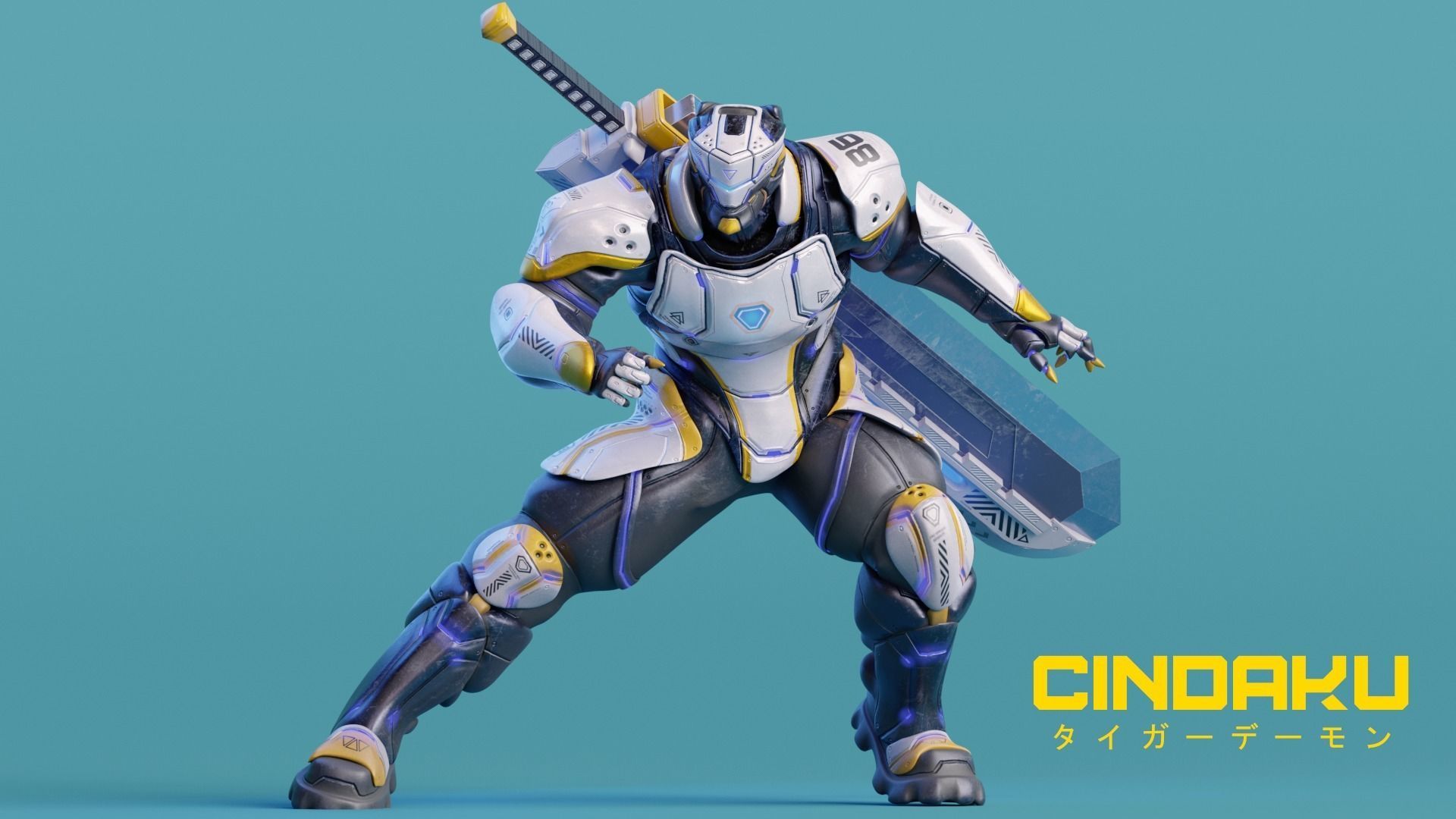 Low Poly - Cybernetic Soldier Cindaku Low-poly 3D model_4