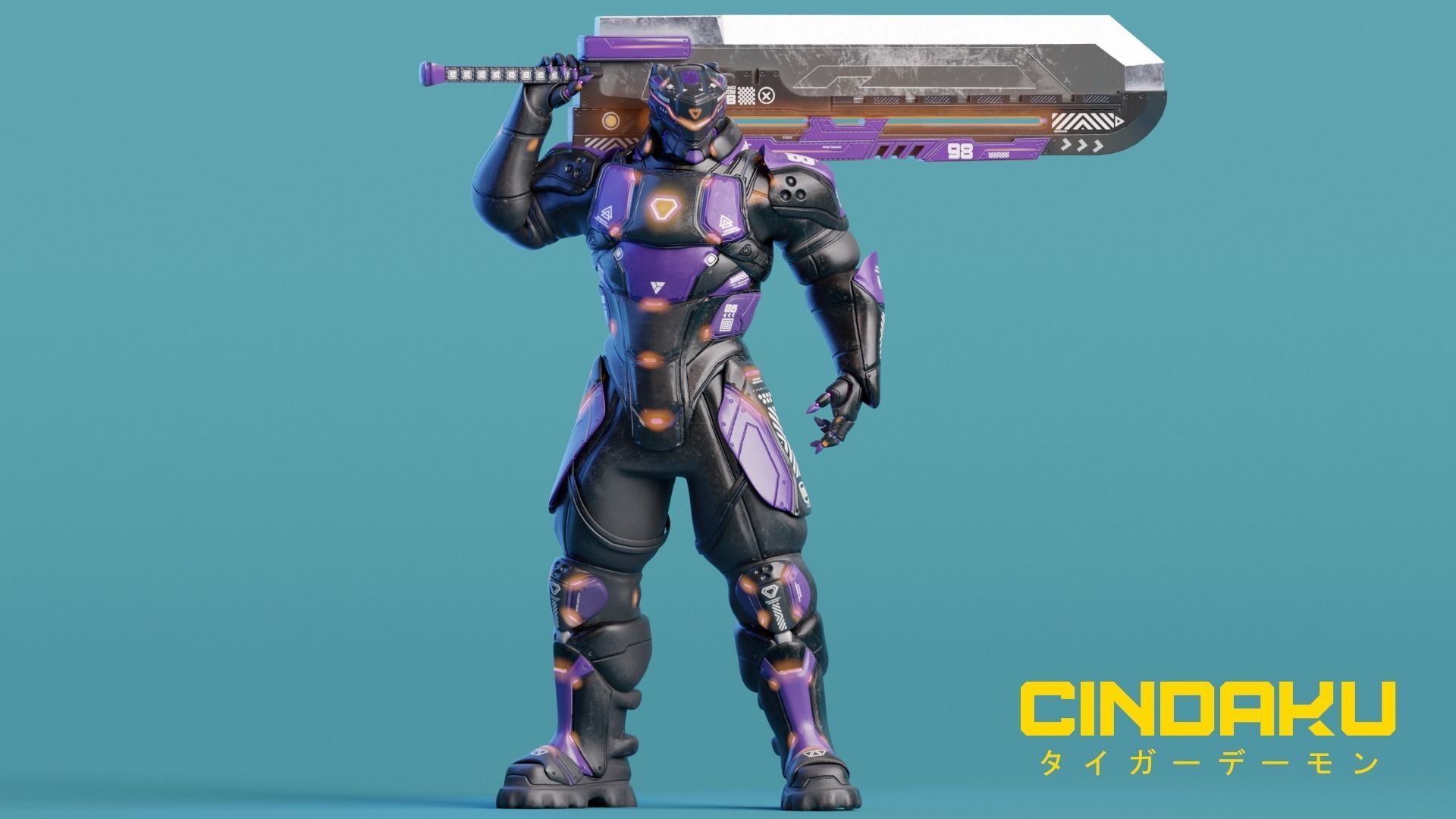 Low Poly - Cybernetic Soldier Cindaku Low-poly 3D model_9