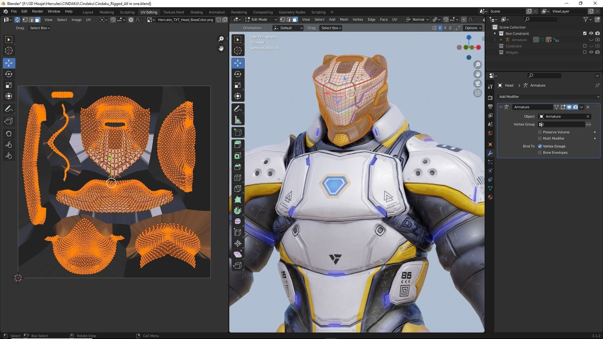 Low Poly - Cybernetic Soldier Cindaku Low-poly 3D model_18