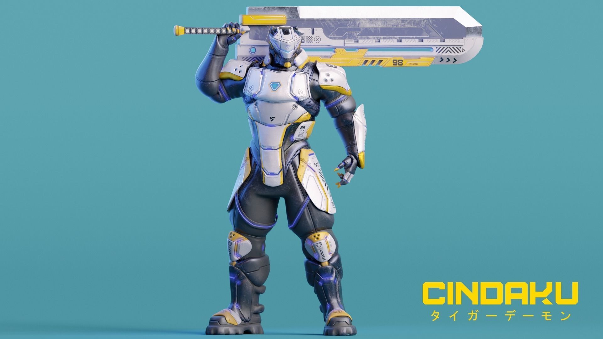 Low Poly - Cybernetic Soldier Cindaku Low-poly 3D model_7