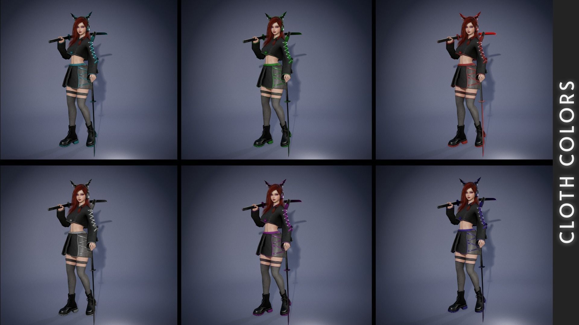 Sci-fi Girl With Katana Low-poly 3D model_12