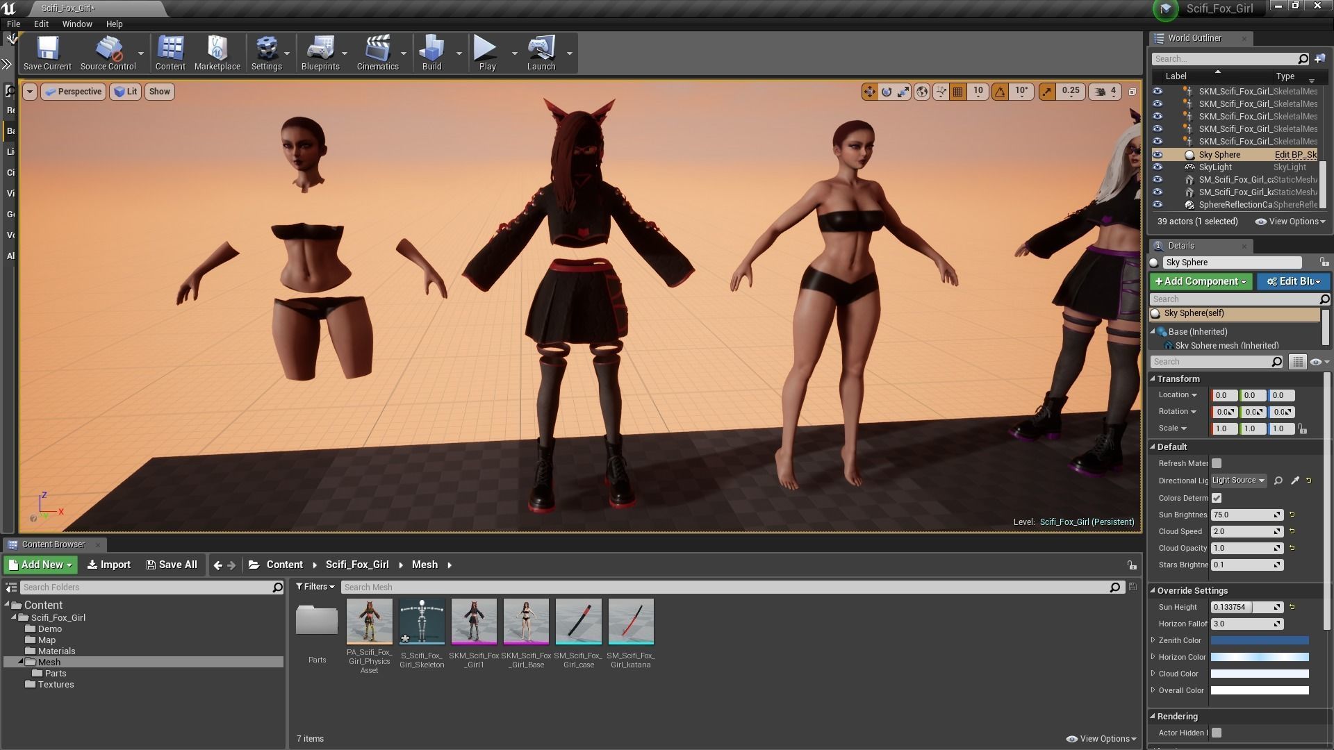 Sci-fi Girl With Katana Low-poly 3D model_19