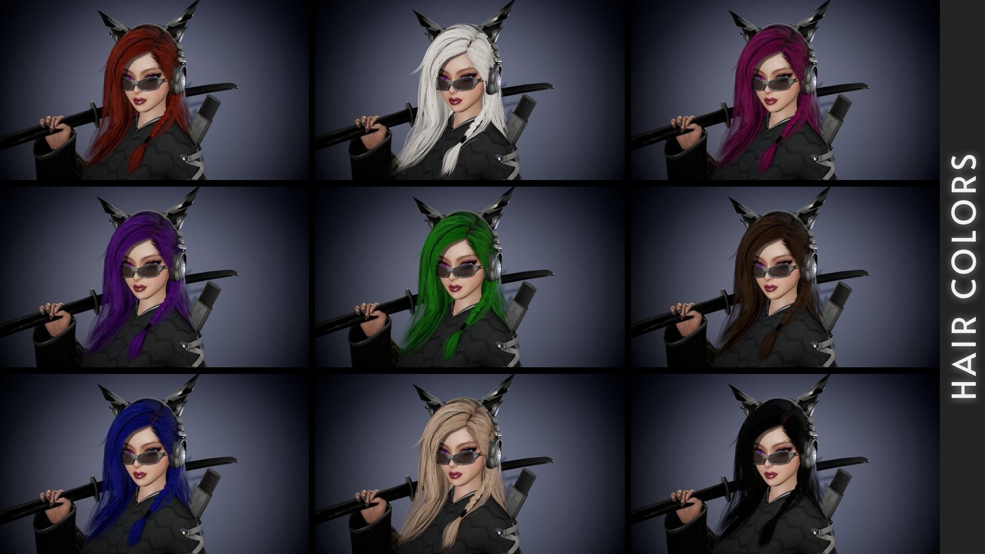 Sci-fi Girl With Katana Low-poly 3D model_11