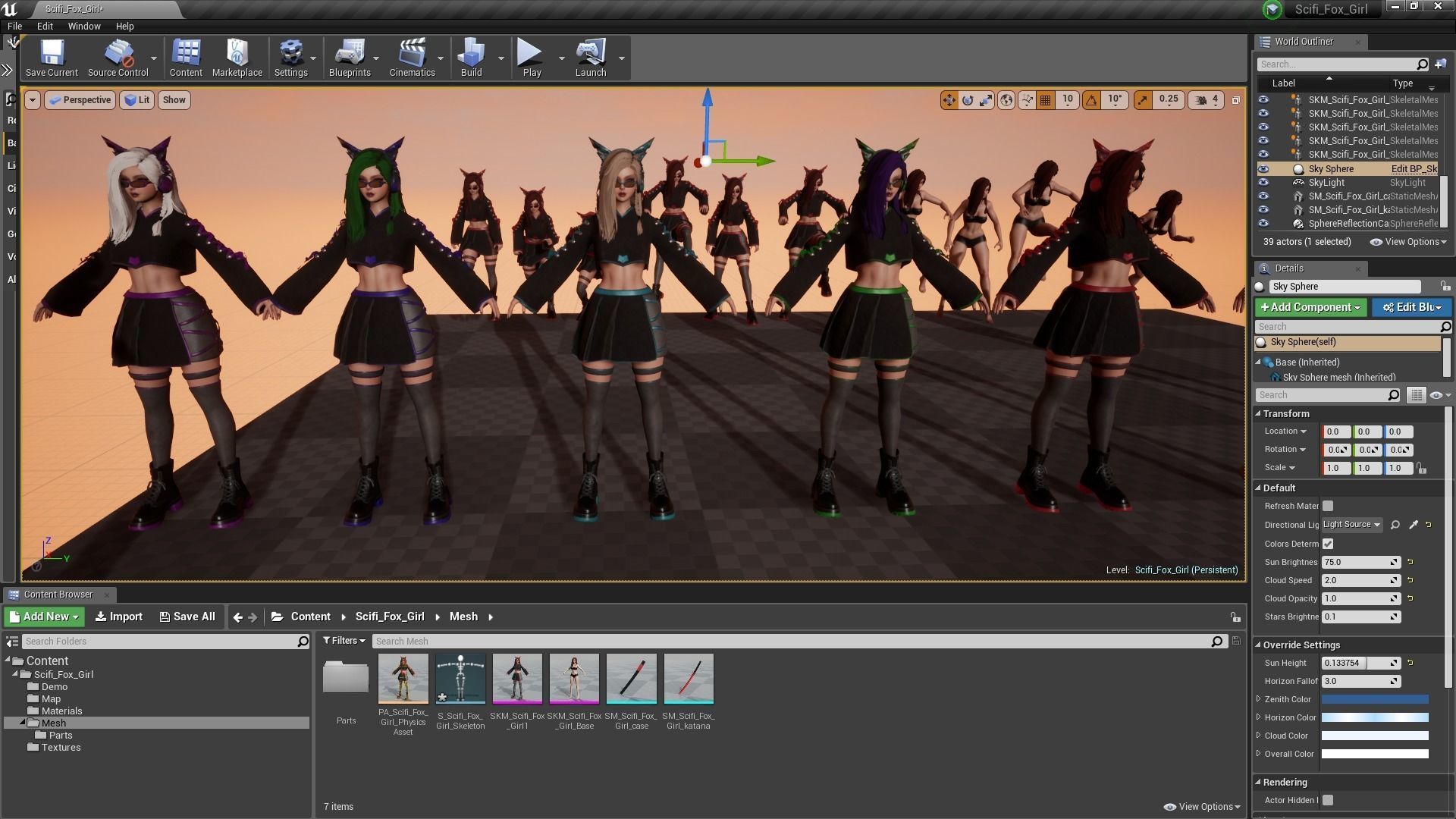 Sci-fi Girl With Katana Low-poly 3D model_20