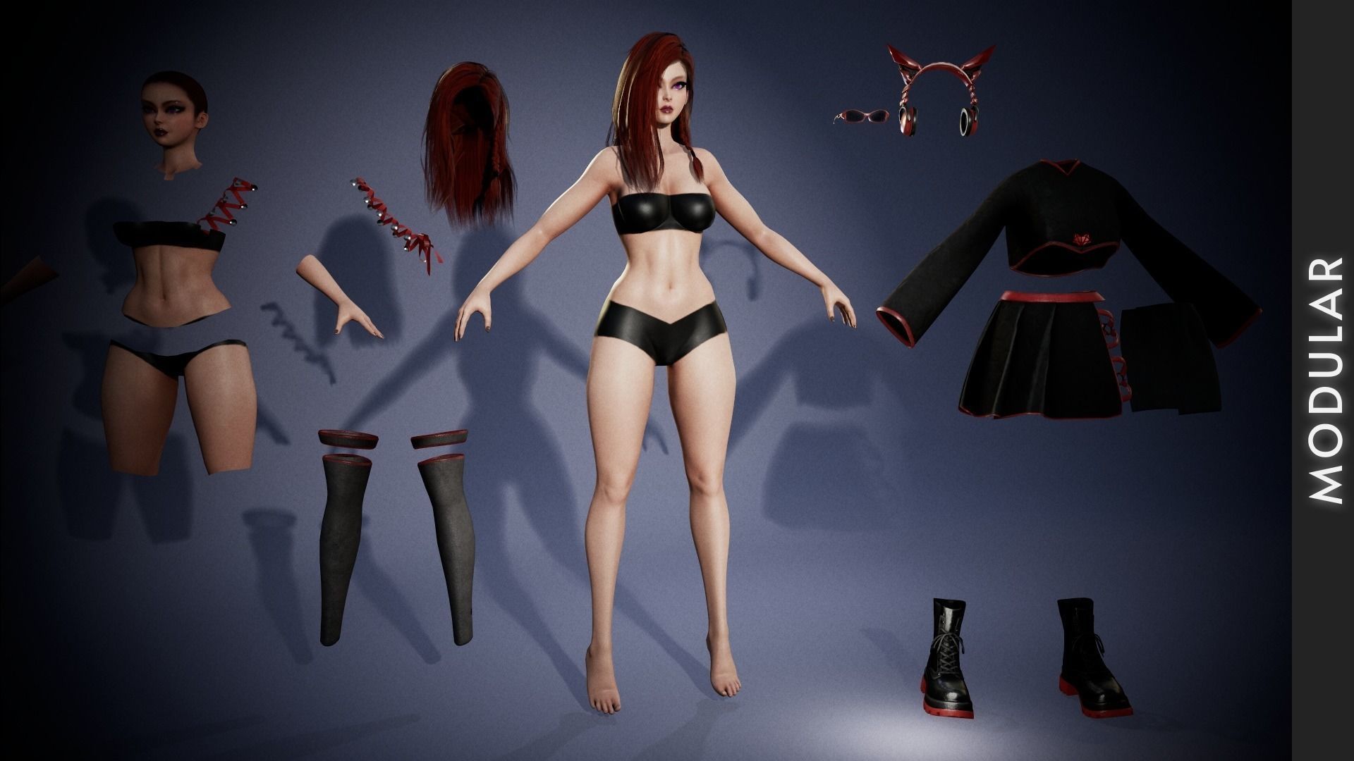 Sci-fi Girl With Katana Low-poly 3D model_15