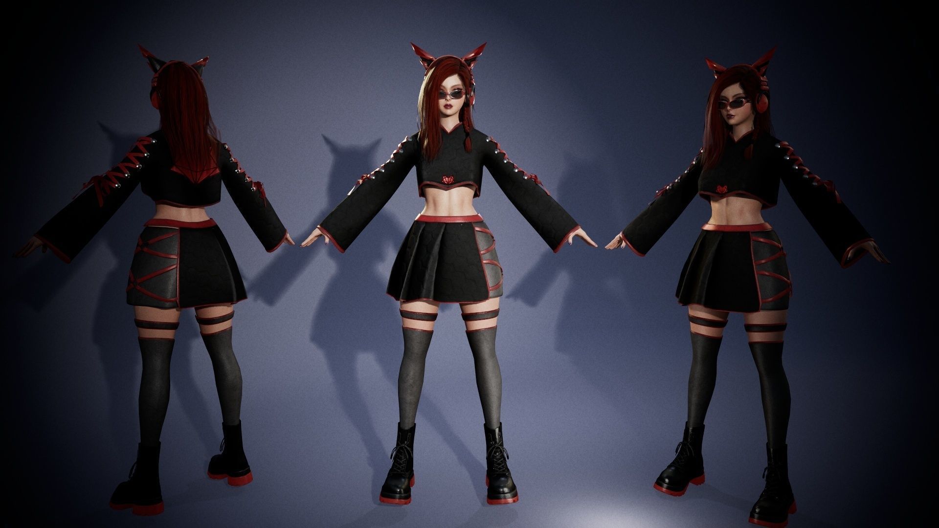 Sci-fi Girl With Katana Low-poly 3D model_3