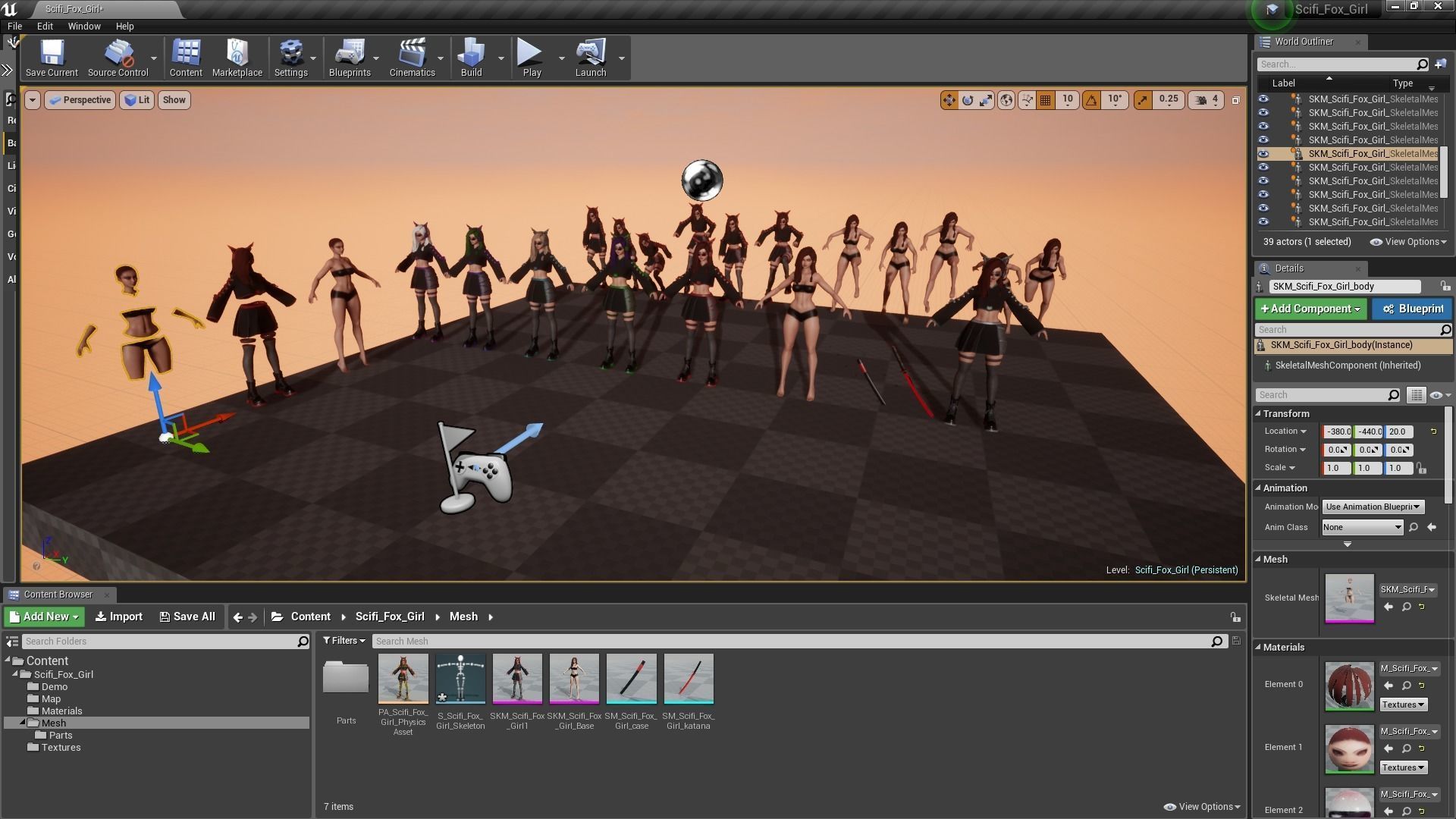 Sci-fi Girl With Katana Low-poly 3D model_18