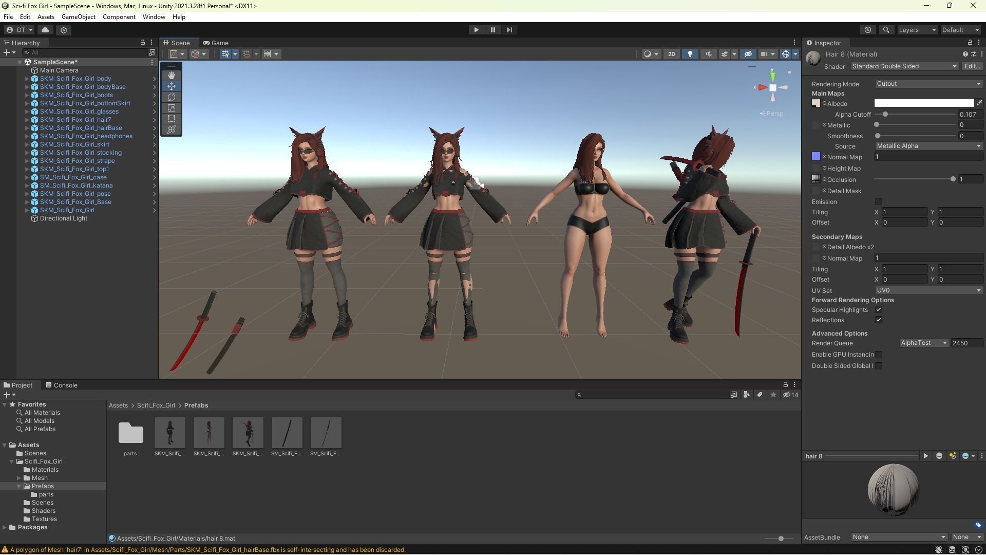 Sci-fi Girl With Katana Low-poly 3D model_25