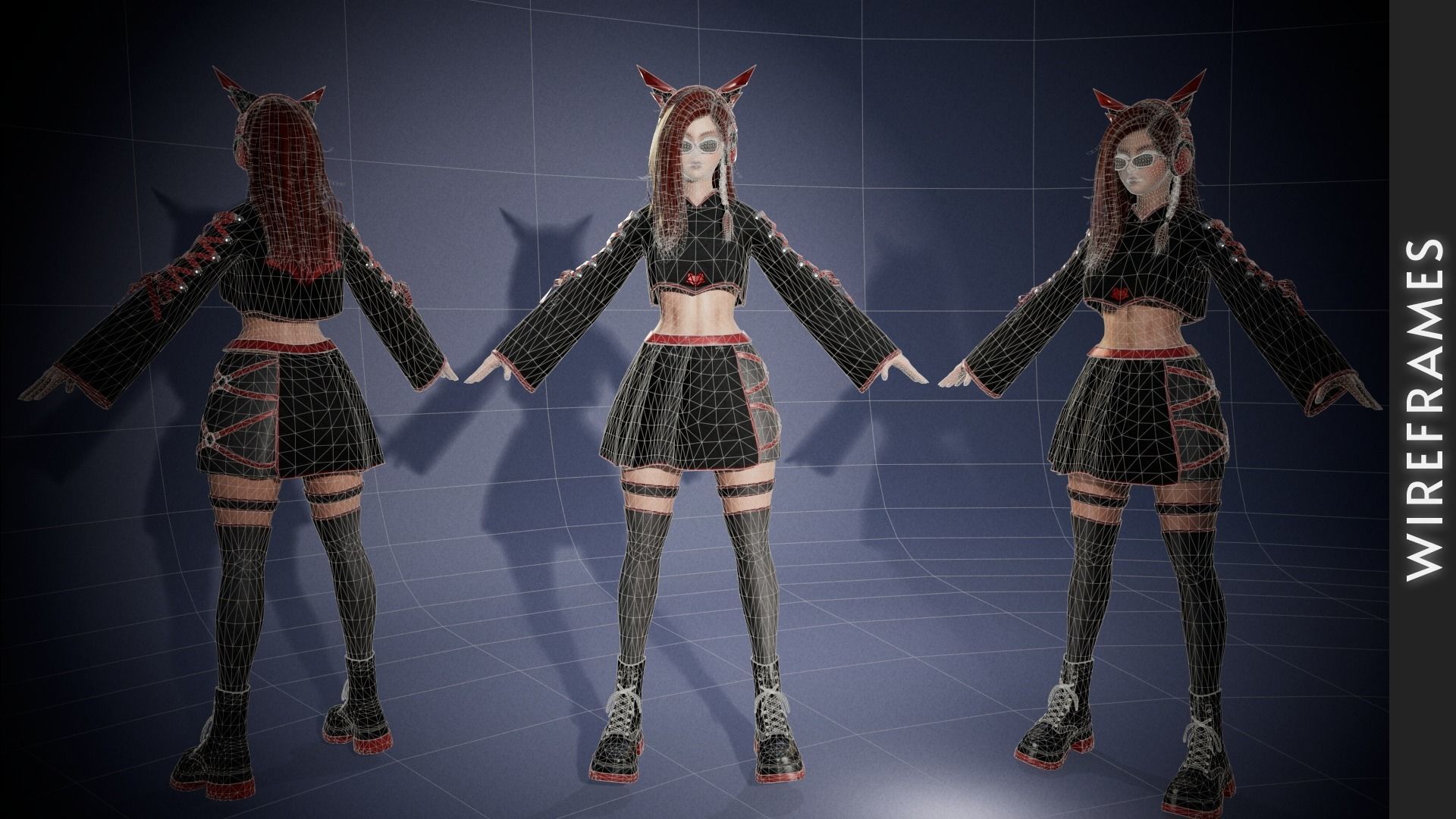 Sci-fi Girl With Katana Low-poly 3D model_13