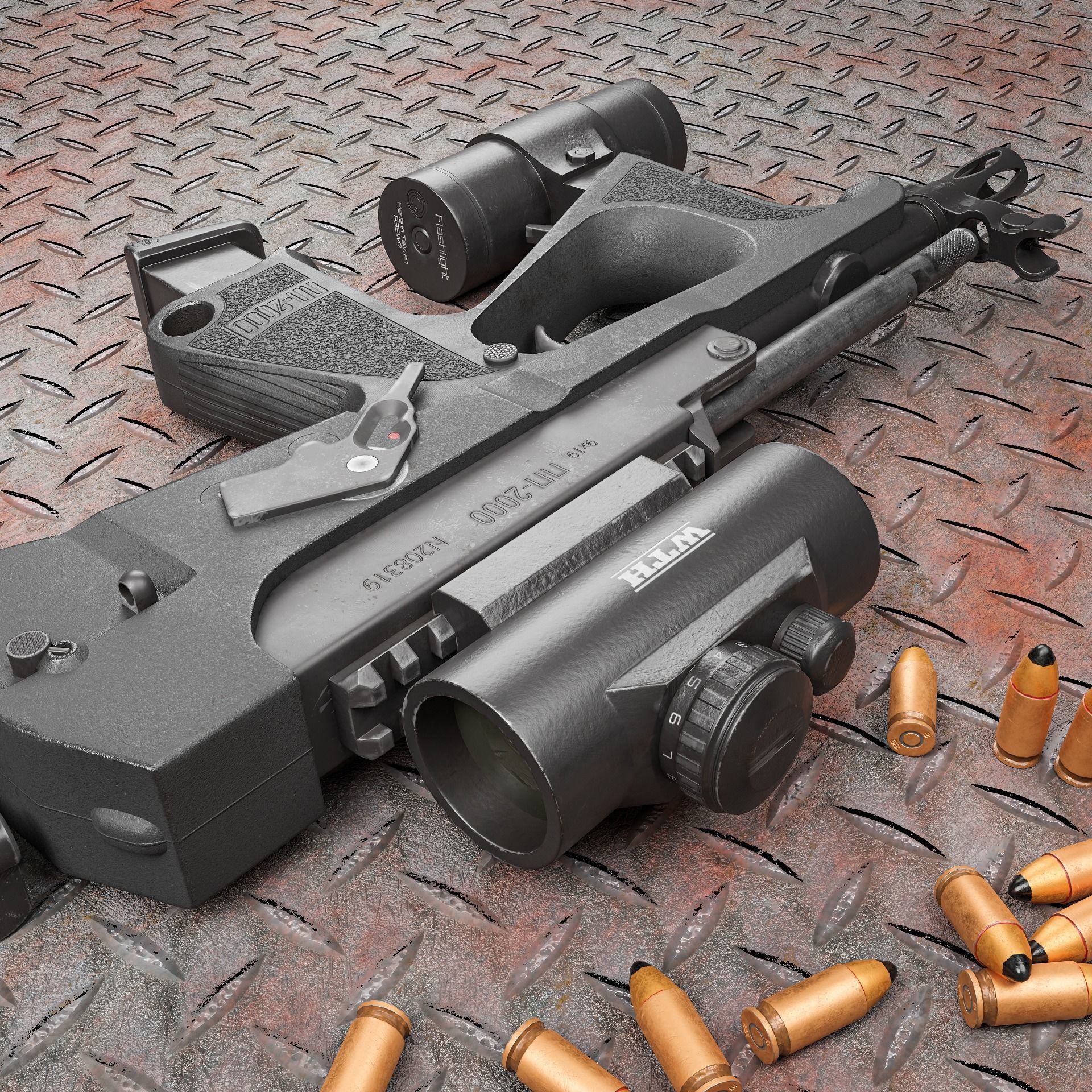 Game-ready 3D model of the Russian submachine gun PP2000 Low-poly 3D model_4