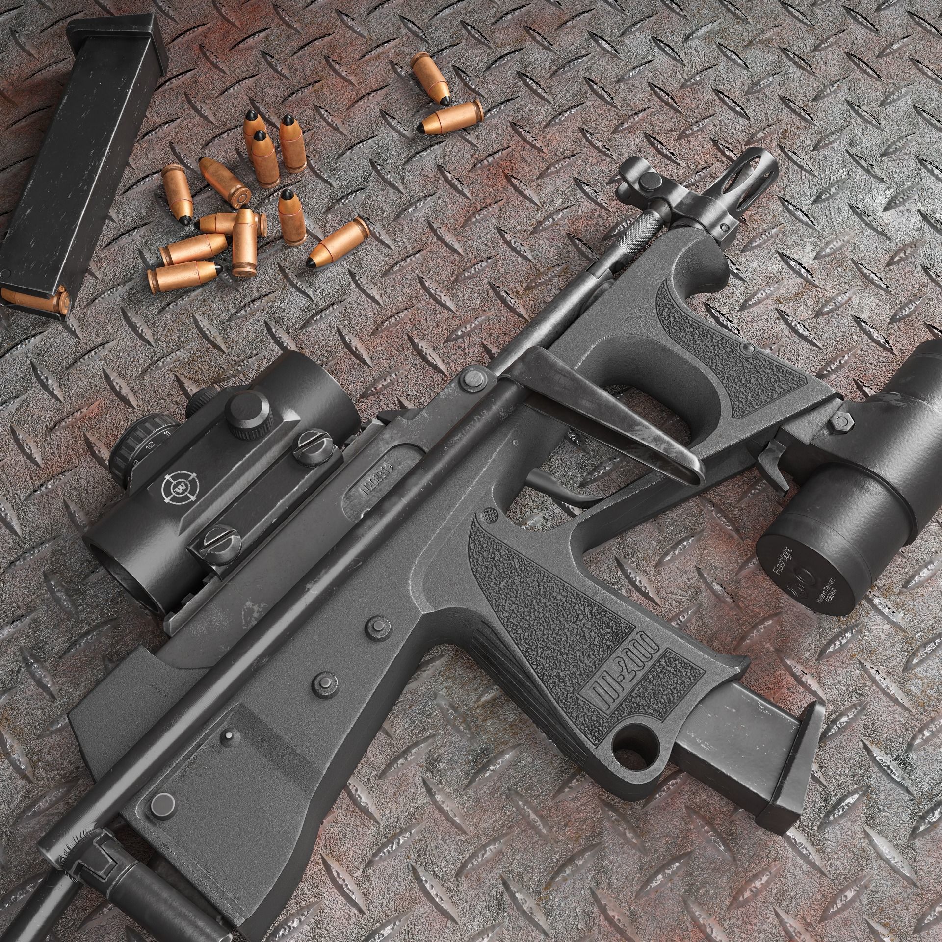 Game-ready 3D model of the Russian submachine gun PP2000 Low-poly 3D model_2