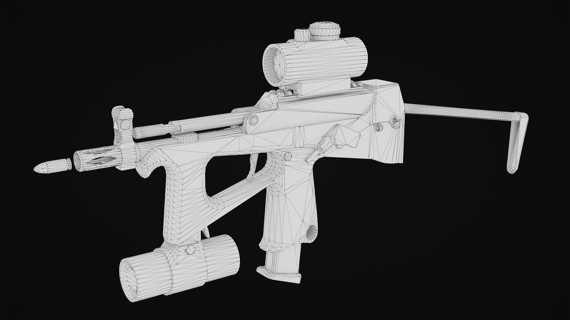Game-ready 3D model of the Russian submachine gun PP2000 Low-poly 3D model_7