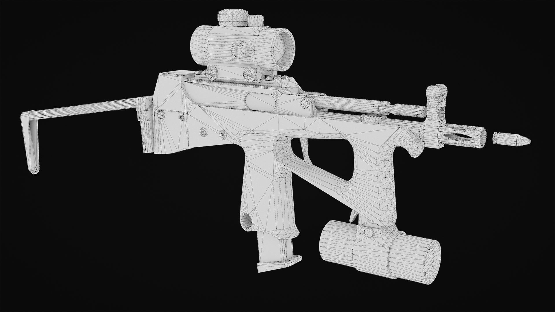 Game-ready 3D model of the Russian submachine gun PP2000 Low-poly 3D model_6