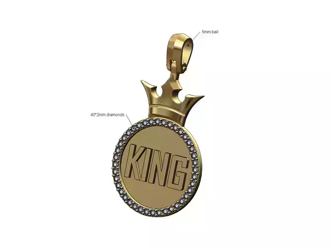 Diamond crown king pendant